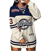 RoseSeek Women's Plus Size Camo Jersey Shirts Number Graphic Tees Long Sleeve Football T Shirts Streetwear