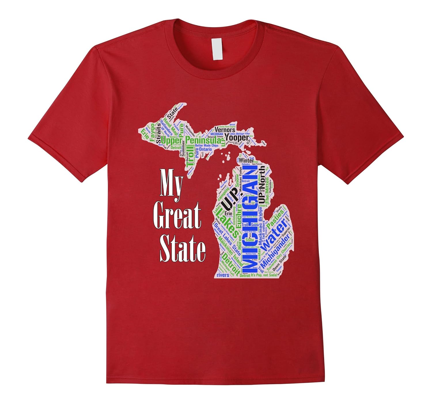 My Great State of Michigan Shape T-Shirt Word Art-Art – Artvinatee