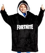 Fortnite Oversized Hoodie Blanket for Kids Fleece Hoodie Poncho Black Print 14+