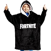 Fortnite Blanket Hoodie Gifts for Boys Teens, Oversized Fleece Pullover with Sherpa-Lined Hood, Wearable Blanket for Gamers