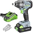 WORKPRO 20V Cordless Impact Wrench 1/2 in, Brushless Impact Gun with Battery and Charger, High Torque 370 ft-lbs (500N.m), LED Work Light and Belt Clip Included