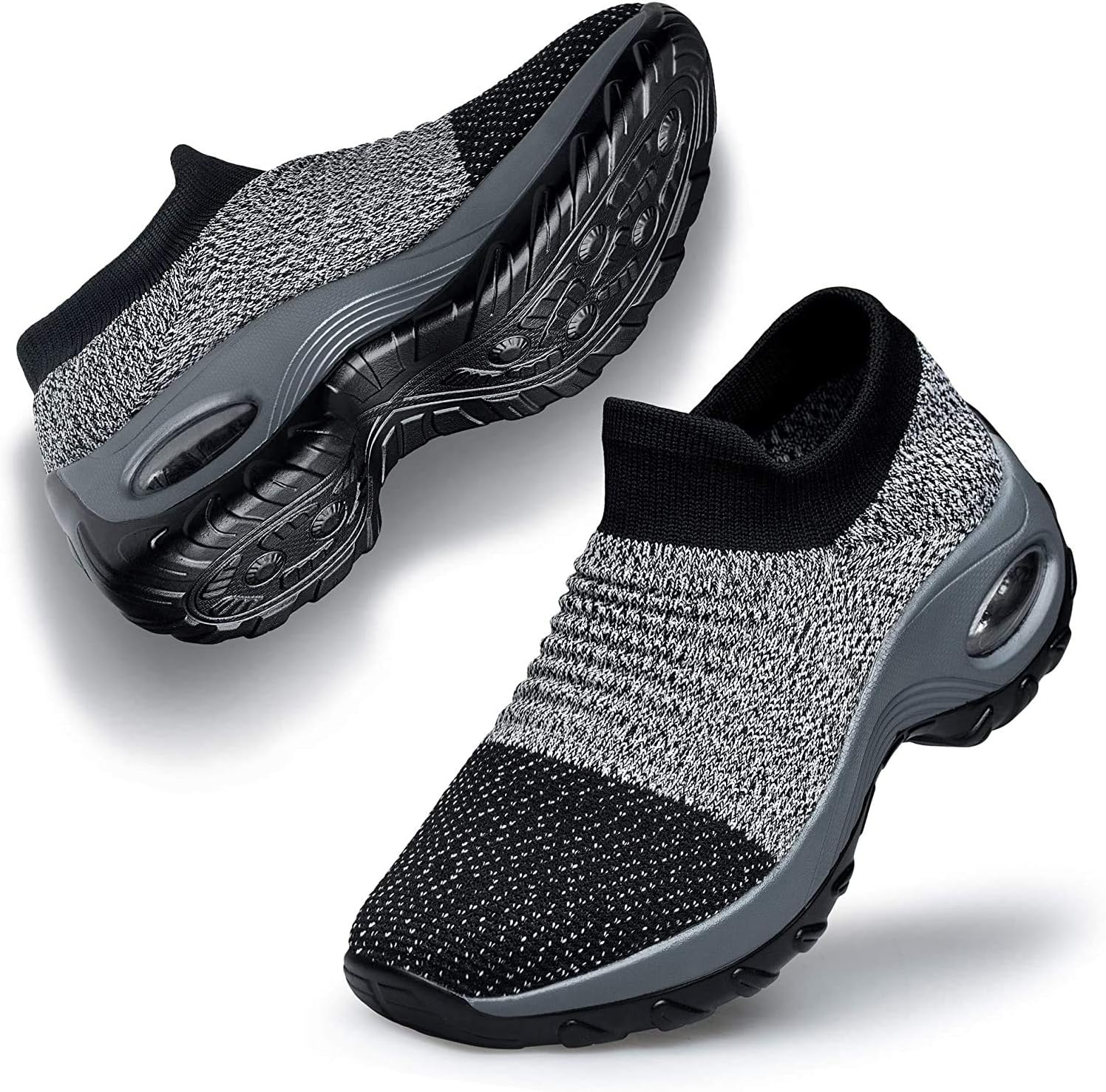 lavibelle Ladies Walking Shoes Mesh Slip on Air Cushion Wedge Platform Loafers