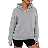 PRETTYGARDEN Womens Hoodies Cropped Fleece Sweatshirts 2025 Fall Fashion Quarter Zip Pullover Long Sleeve Tops Winter Clothes