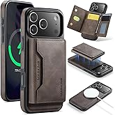 SZHAIYU K2 2 in 1 Detachable Magnetic Phone Cases Compatible with iPhone 17 Pro Max Case with Card Holder RFID Blocking, Compatible with Magsafe Wallet, Leather 6.9'' (Coffee, iPhone 17 Pro Max)