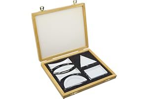 EISCO Prisms & Lenses Set, 6 Pieces - Transparent Acrylic - All Faces Fully Polished - Includes Wooden Storage Box