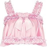 Satini Lingerie Satin Sissy Rolled Hem Edge Frilly Cami Top