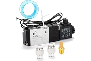 AIRIX 3V110-06 Pneumatic Solenoid Valve DC12V, 2 Position 3 Way, 1/8" NPT, Pilot-Operated Single Coil, Fast Response Electric Air Valve Out Of Line & Quick Connect Fittings