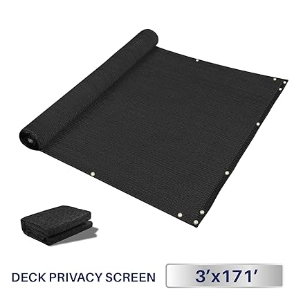 3 x 171, Solid Black: Windscreen4less Deck Privacy Screen for Backyard, Patio, Balcony, Pool, Porch, Railiing, Gardening, Fence Shield Rails Protection B