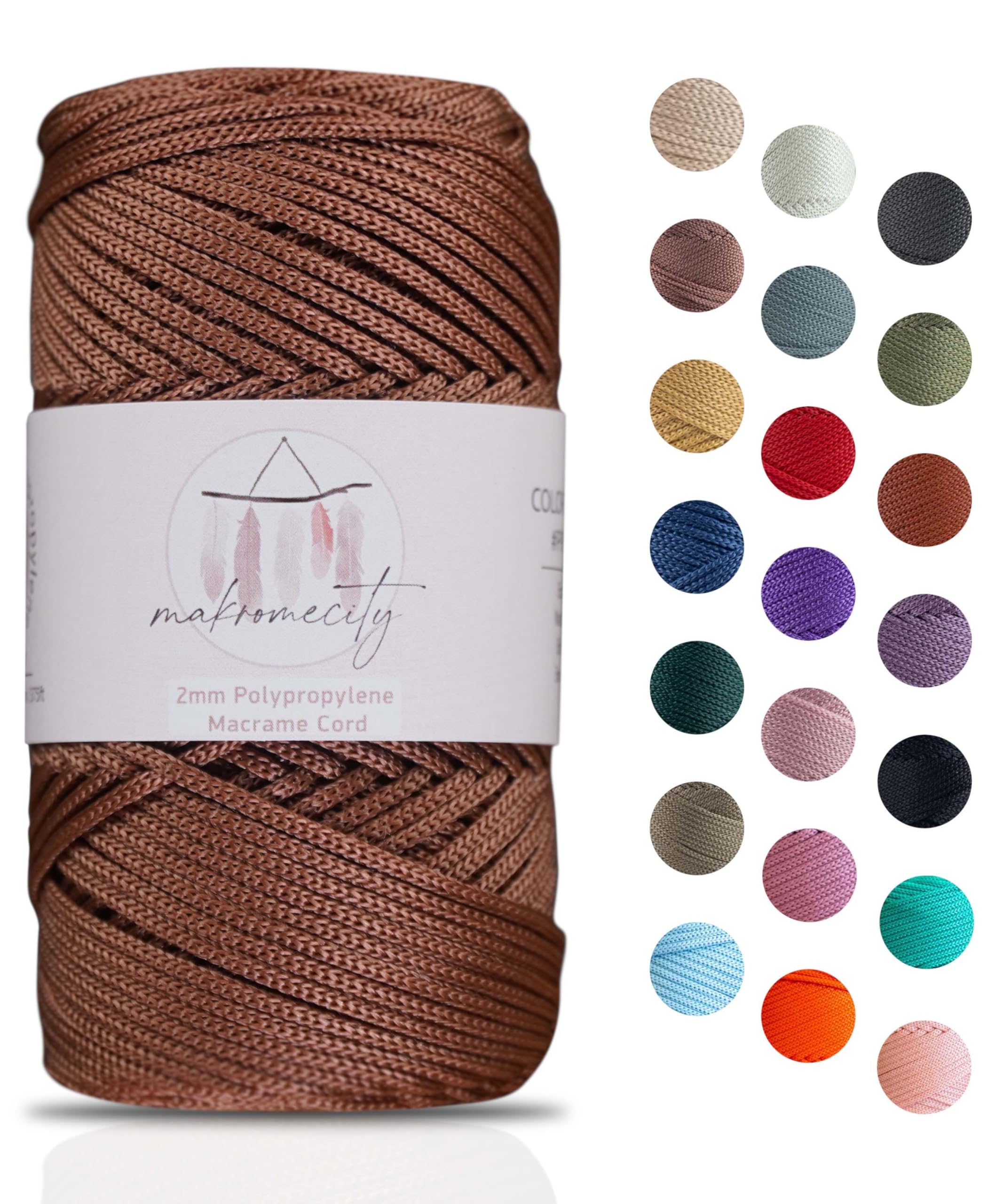 Macrame Yarn 2mm x 115m Premium Polyester Macrame Cord Polypropylene Yarn for Crafts Home Decorations Placemat Shoulder Bag Handbag Runner Pacifier Chain 20 Colors — image 1