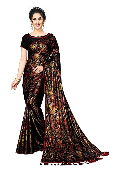 Silk with Blouse Piece Saree (FD-SR-10140_Black_Free Size)