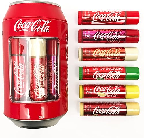 Lip Smacker - Coca-Cola Can Collection - Set of Lip Balms for Kids in Different Flavours - Sweet Gift in a Collectible Classic Coca-Cola Can - Gift Pack of 6