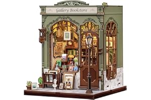 Fsolis Book Nook Kit - DIY Miniature House Kit for Adults Mini House Tiny 3D Puzzles for Bookshelf Diorama Decor Gifts for Women Teenagers Book Lovers (Gallery Bookstore)