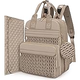 CandyHome Diaper Bag Backpack, Waterproof Stylish Baby Bag with Changing Pad, Large Capacity Travel Essentials Baby Diaper Bag with USB Port, Stroller Straps & Pacifier Case (Khaki)