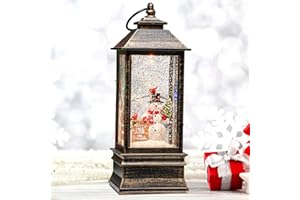 ZQQLITE Christmas Snow Globe Lantern Water Glittering Christmas Tree Crown with Music, USB Lined/Battery Operated Lighted Lantern for Christmas Festival Decoration Gifts