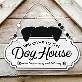 Chic Dog Welcome Sign - Wooden Front Door Decor for Dog Lovers