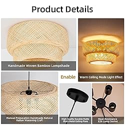 Teru Ji Kaikang 23.62" Bamboo Pendant Light,4-Light