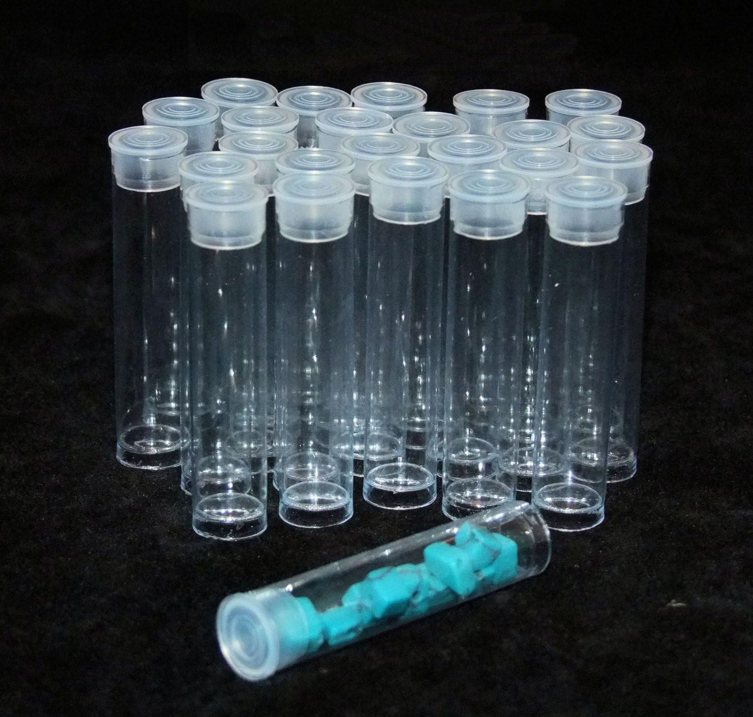 Package of 100 Round Clear Plastic Storage Tubes 2" Arts