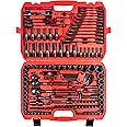 LLNDEI 160-Piece Mechanics Tool Set, Metric Socket set 1/2 1/4 3/8 inch Drive Professional Tool Kit, CR-V Deep & Shallow Kit with Quick Release Ratchet