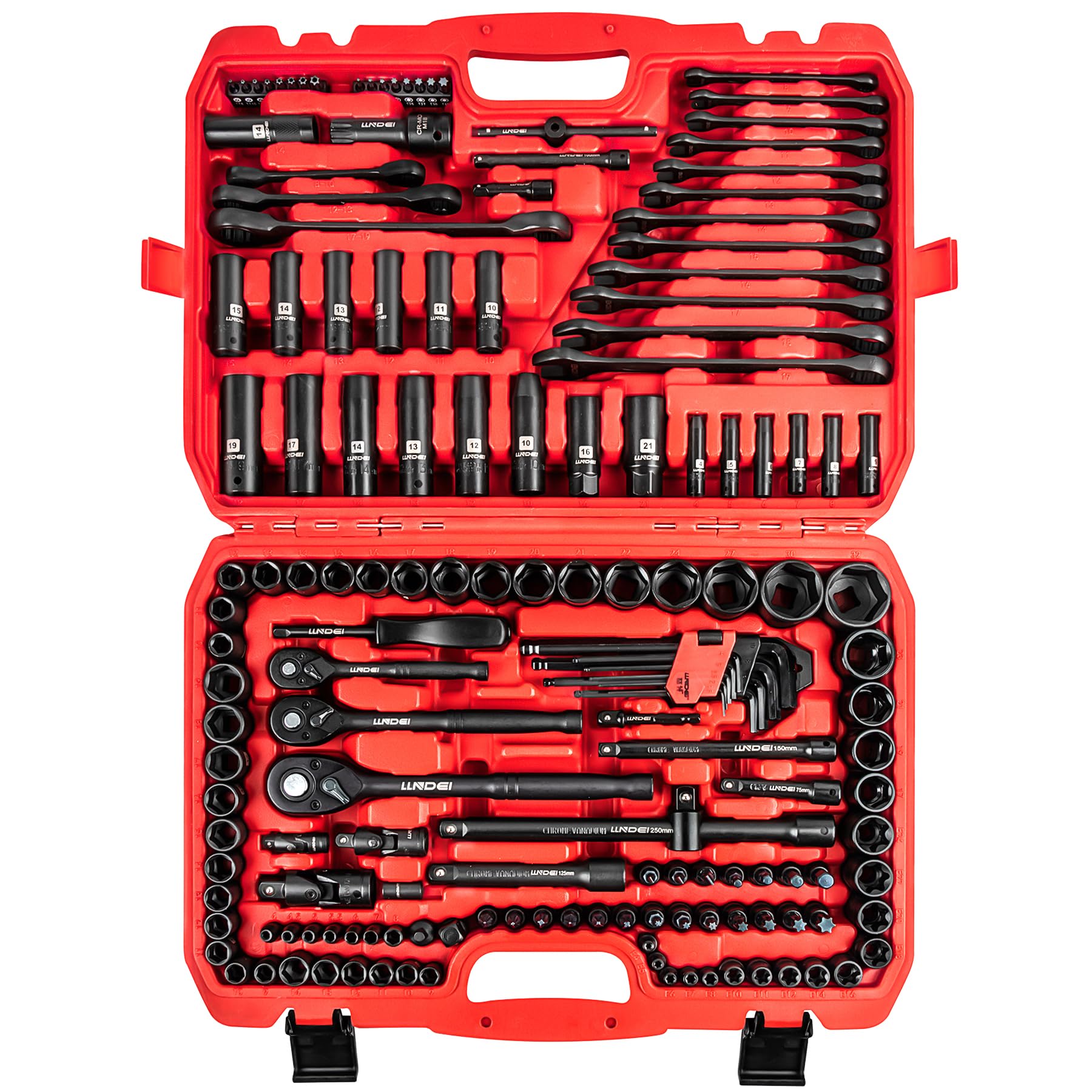 LLNDEI 160-Piece Mechanics Tool Set, Metric Socket