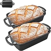 2 in 1 Cast Iron Bread Pan with Lid 9×5 Inch - Loaf Bakeware for Sourdough & Sandwich Bread - Pre-Seasoned Dutch Oven Style -