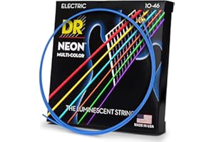DR Strings HI-DEF NEON - Multi-Color Silver Plated/Nickel Plated Electric Guitar Strings, 10-46 (NMCE-10)