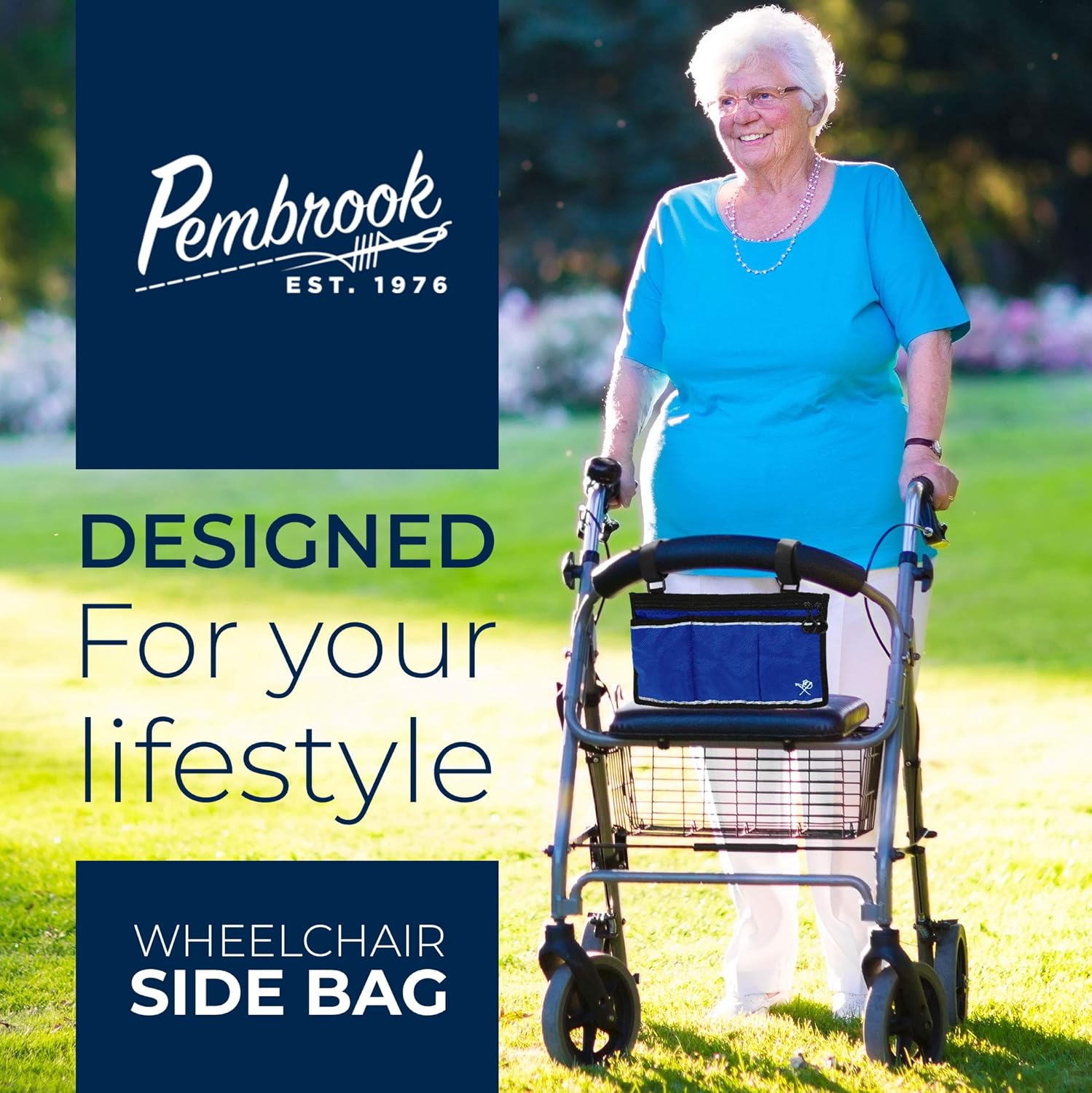 Pembrook Wheelchair Side Bag with Pouches - Great for Electric Wheelchairs, Electric Scooter, Walker Accessories, Other Mobility Devices - Lightweight Nurse Bag and Organizer for Medical Chairs: Health & Personal Care
