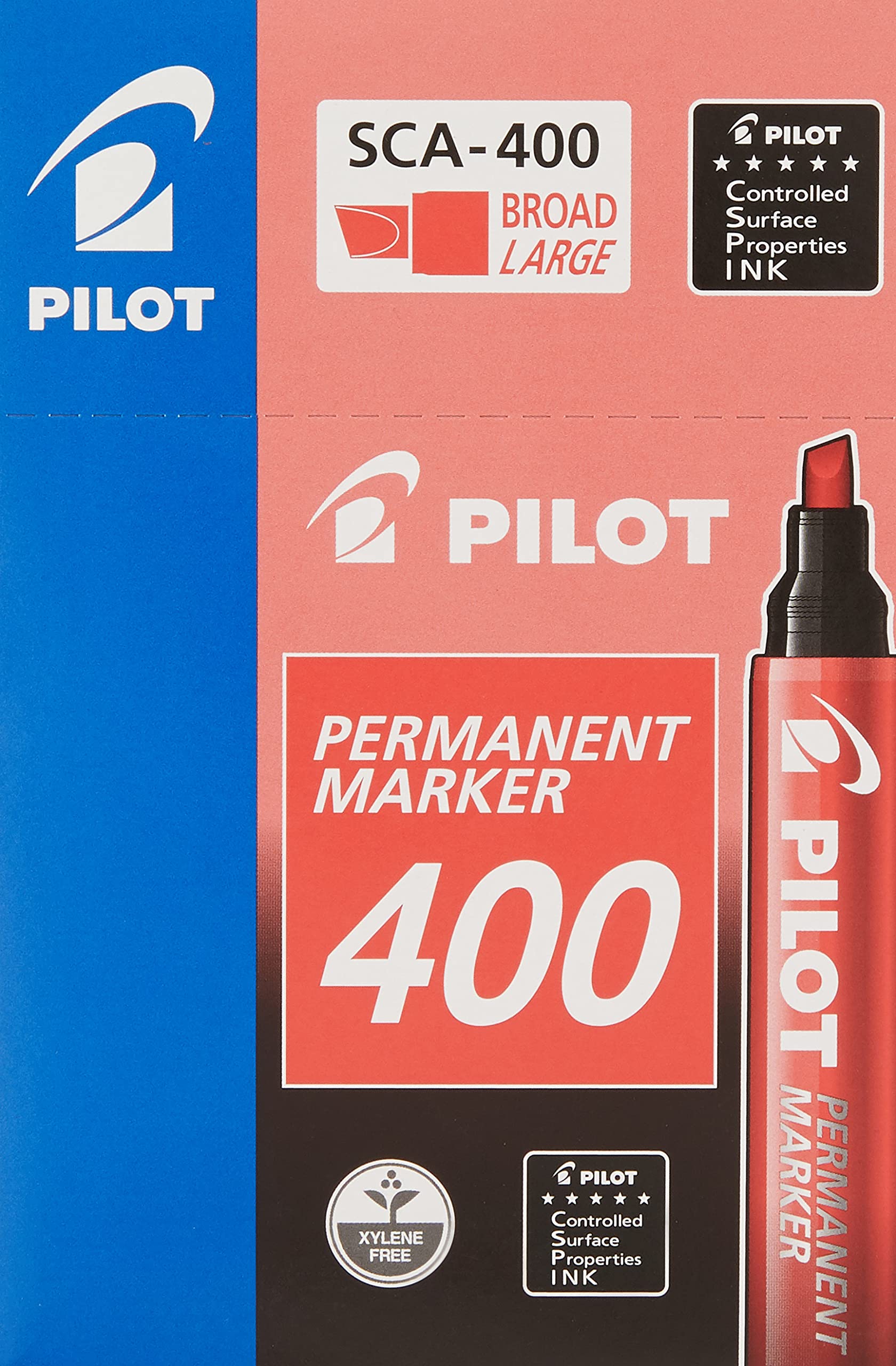 Pilot sca-400-r – Pack of 12 Permanent Markers Conical Tip, Red