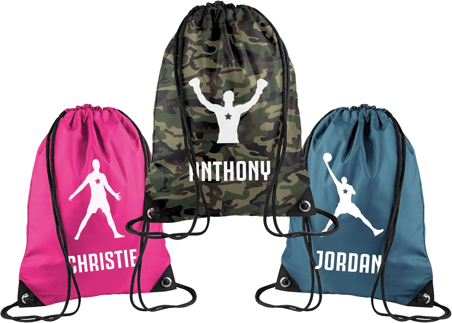 Sportees Personalised Sports Star Name Drawstring Gym Bag Kids PE Gym