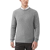Kallspin Men's Cable Knit Crewneck Sweater Pullovers Wool Blend Relax Fit Knitwear