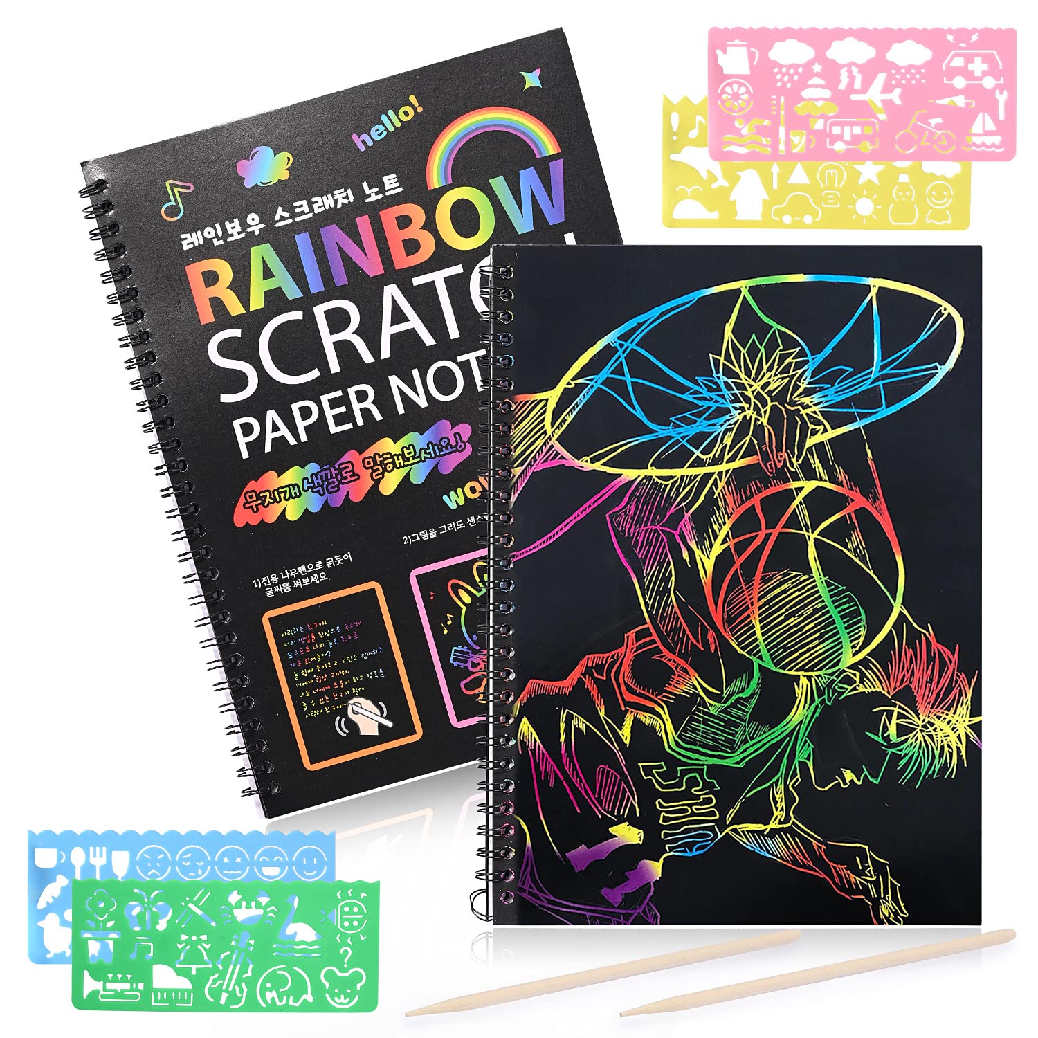 Scratch Paper Art Set for 4-15 Years Old Girls Gifts, Black Scratch it Off Paper Crafts Notes Magic Drawing Boards for Teenager Girls Easter Christmas Xmas Gifts for Kids