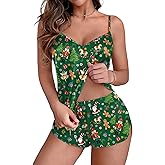 Ekouaer Silk Pajamas Set for Women Satin Camisole Sleepwear Lingerie V-Neck Cami Top and Shorts Pjs