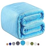 Richave Polar Fleece Blankets Queen Size Light Blue