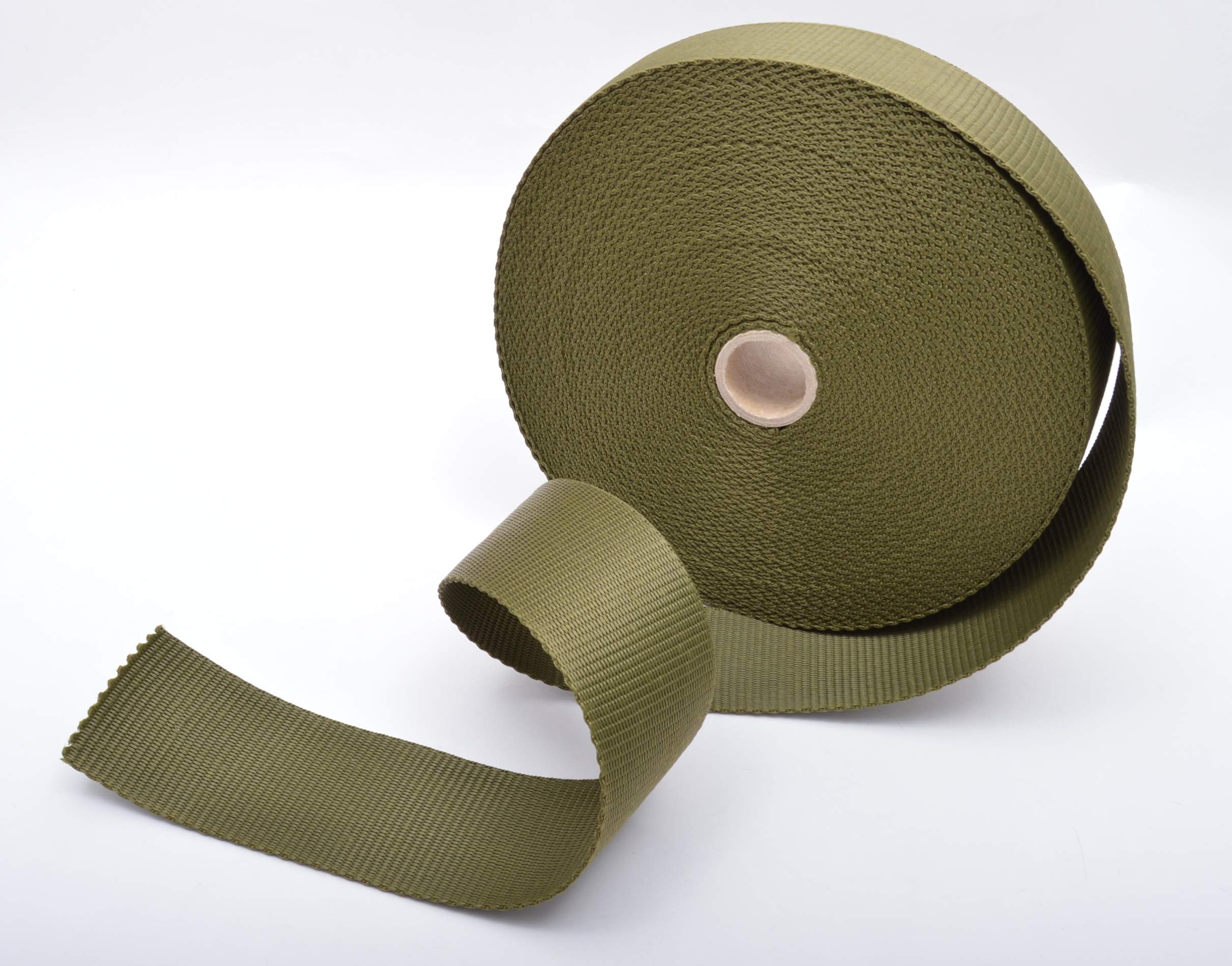 Trimz Polypropylene Webbing, Olive – 50mm Wide x 10Mtr Reel – Heavy Duty Strapping for Bags and Crafts