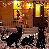hogardeck Halloween Decorations Outdoor Metal Cat, Set of 3 Decorative Garden Stakes Silhouette Yard Stakes Garden Decor Outd