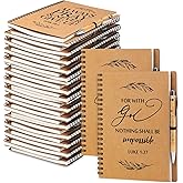 Kosiz 60 Pcs/ 30 Set Christian Gift Bulk A5 Spiral Notebook 5.5"x8.3" Christian Prayer Journal Bible Ballpoint Pen Religious Mothers day Church Gift for Women Women's Day Sunday School Teacher (Brown)