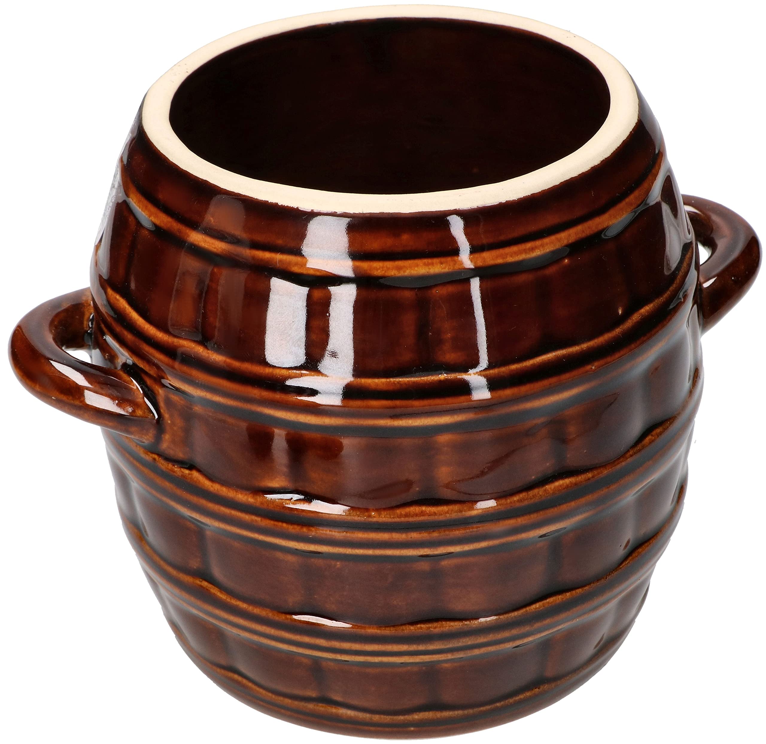 KOTARBAU® Ceramic Fermentation Pot 2.5 L Barrel for Pickles and Sauerkraut - Stoneware Preserving Jar, Glazed Brown Clay Pot