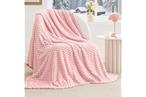 BEDELITE Fleece Decorative Blanket - 3D Jacquard Pink Throw Blankets for Women's Couch & Bed, Soft and Cozy Warm Plush Fluffy Blanket, Cute Birthday Gift for Women, 50x60 Inches