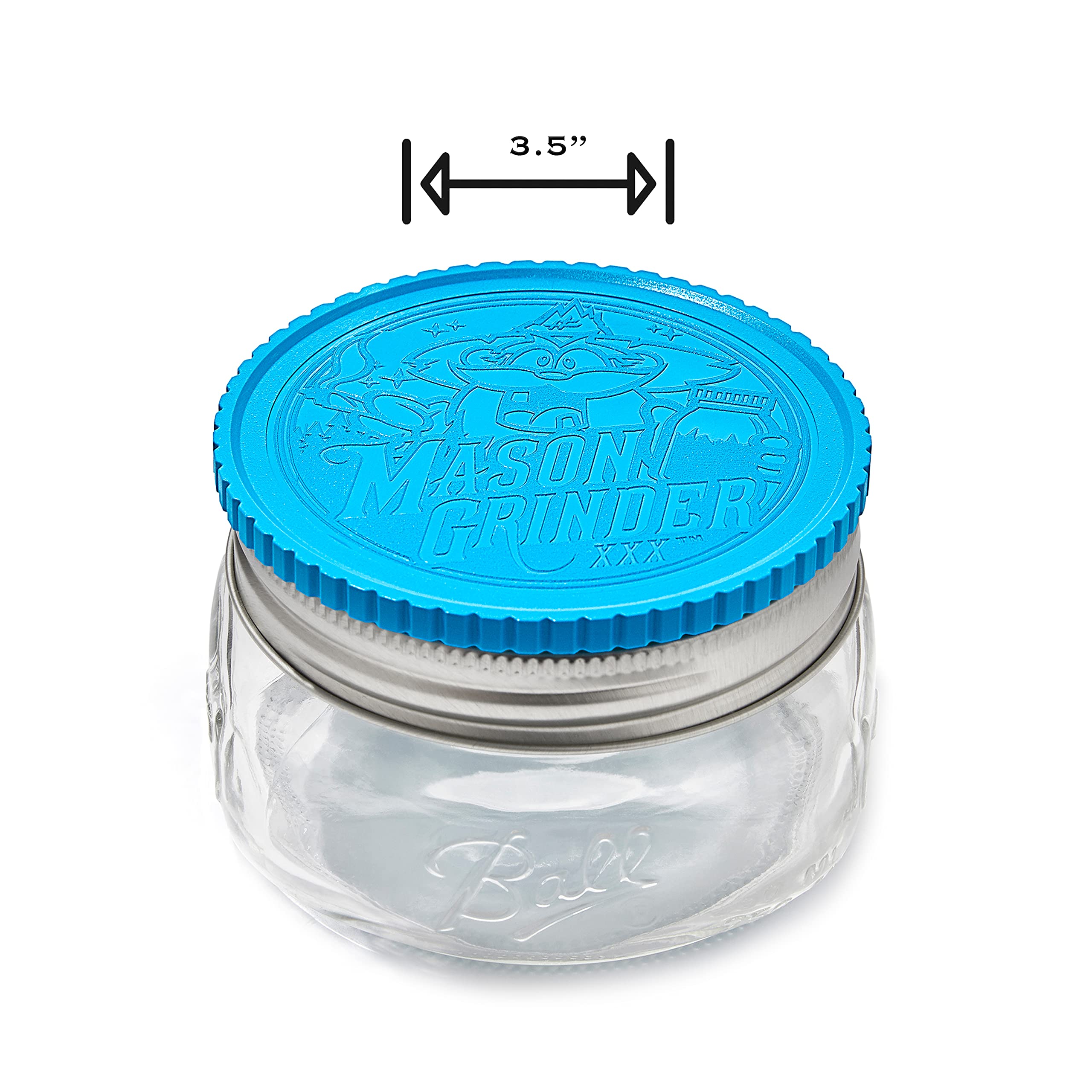 2 Piece Herb Grinder with Holes by Mason Grinder - Large Mouth - 2 Piece Herb Grinder with Holes - Fits on Wide Mason Jars (Jar Not Included)