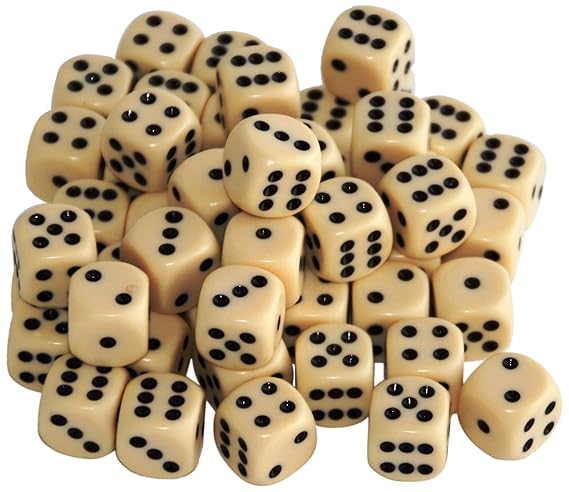 Weiblespiele 05216-50 - Acryl-Würfel, 16 mm, 50 Stück, Elfenbein
