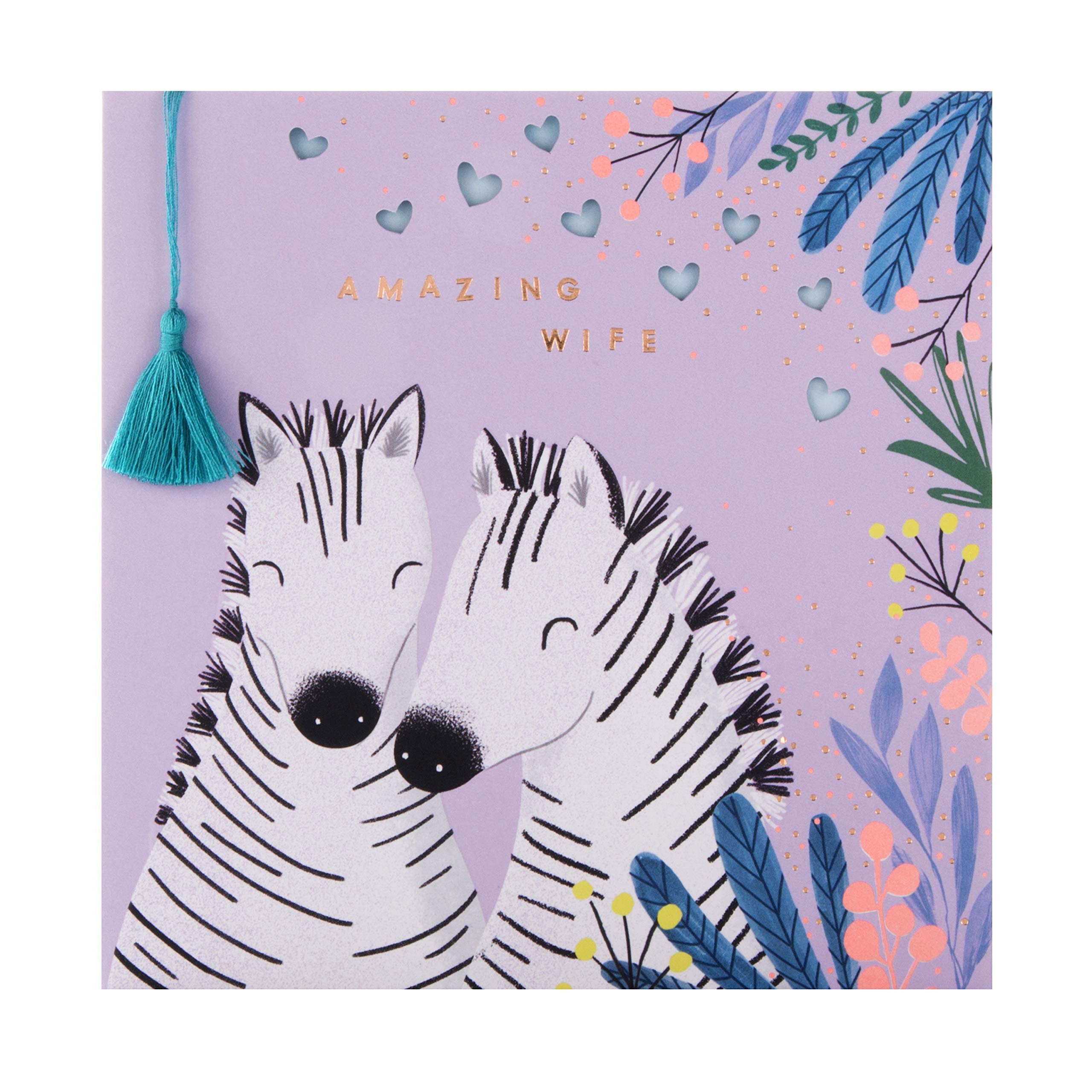 Hallmark Birthday Card for Wife - Embossed & Die-cut Zebra Design
