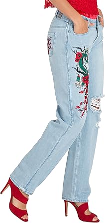 dragon embroidered jeans