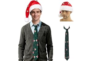DSKOBT Hat Men 1989s Vacation movie Costume Accessory Tie Santa Hat Set for Holiday Party