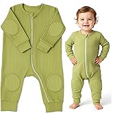 NurtureNauts® Padded Baby Romper, 100% Cotton, Elbow & Knee Pads, 2-Way Zipper for Crawling & Walking