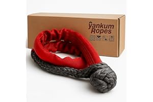 YANKUM ROPES Yankum 7/16" Soft Shackle with Red Chafe Sleeve - Synthetic Recovery, Heavy Duty Tow Shackle, Soft Shackles for Towing, Off-Road Recovery Gear, Made in USA