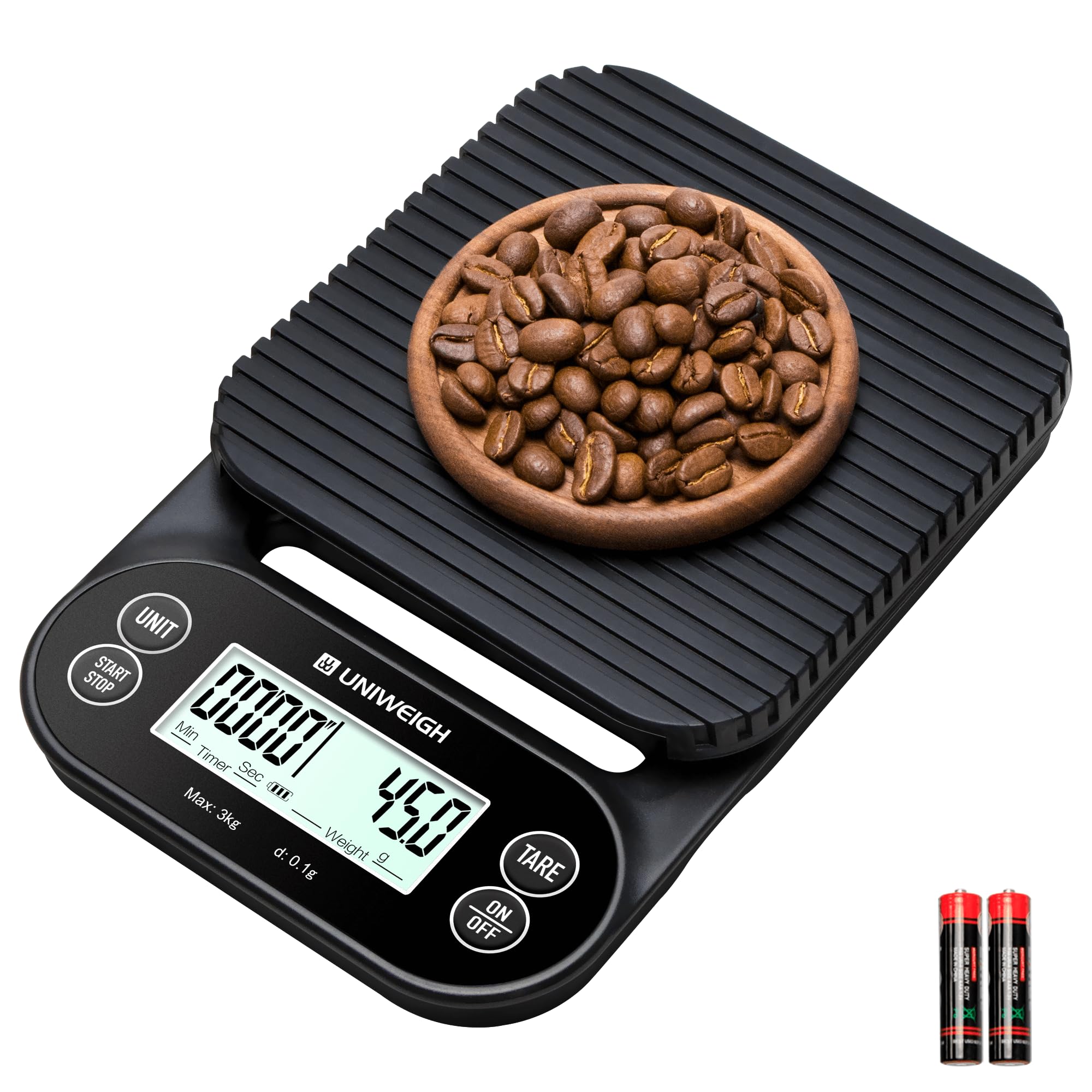 Photo 1 of Digital Coffee Scale with Timer 3kg/0.1g,High Accuracy Espresso Scale with Timer/Auto Off/Tare Function,for Pour Over Drip Coffee,Kitchen Scale with LCD Display (Batteries Included)