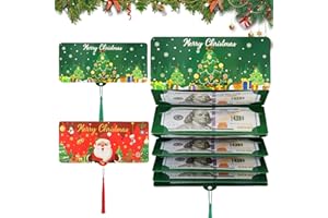 Christmas Money Holder for Cash, 10 Slots Christmas Cash Gift Envelope, Surprise Card Holder for Checks, Gift Cards (Red and 