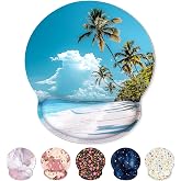 KONVINIT Ergonomic Mouse Pad with Wrist Rest, Small Mousepad with Non-Slip Rubber Base and Smooth Surface, Beach Mouse Pads for Desk, Office Desk Accessories