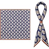 SHIROUYU Men's 100% Mulberry Silk Square Scarf 21"x21" - Lightweight for Business/Wedding/Casual, With Gift Packed