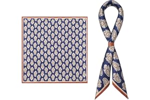 SHIROUYU Men's 100% Mulberry Silk Square Scarf 21"x21" - Lightweight for Business/Wedding/Casual, With Gift Packed