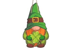 SICOHOME St.Patrick's Day Decoration,9.5"x 14" Irish Hanging Gnome Door Sign,Shamrock Wall Sign for Indoor Outdoor Porch St. Patrick's Day Party Decor Farmhouse Decoration Lucky Green